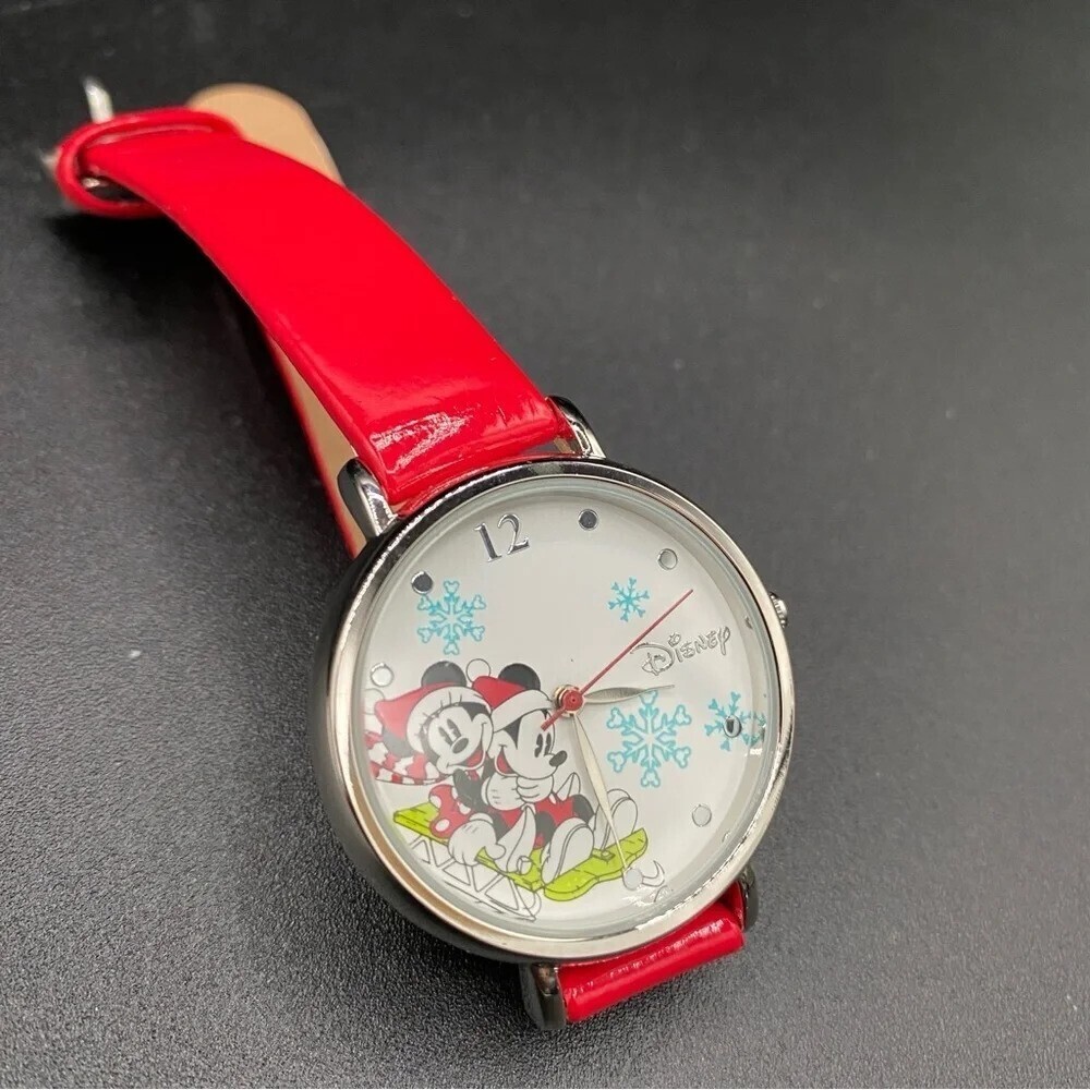 Disney Mickey Mouse Christmas Winter Watch with Patent Leather Strap - Working